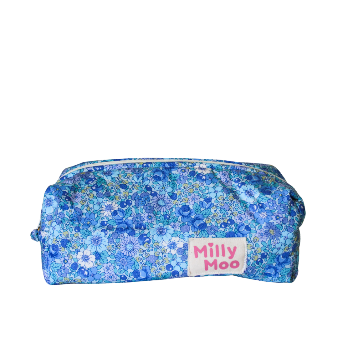 Bright Blue Blooms Mini Beauty Bag