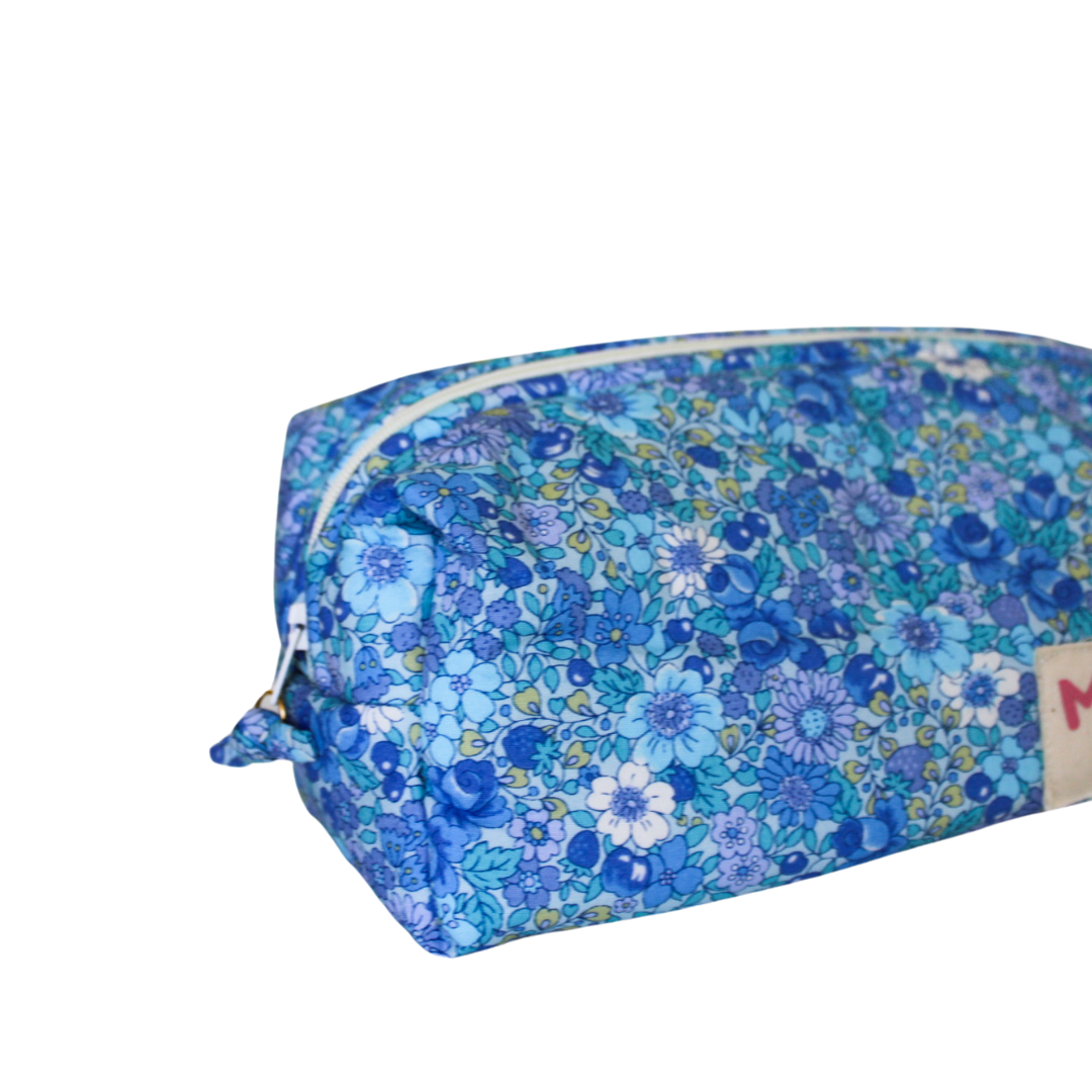 Bright Blue Blooms Mini Beauty Bag