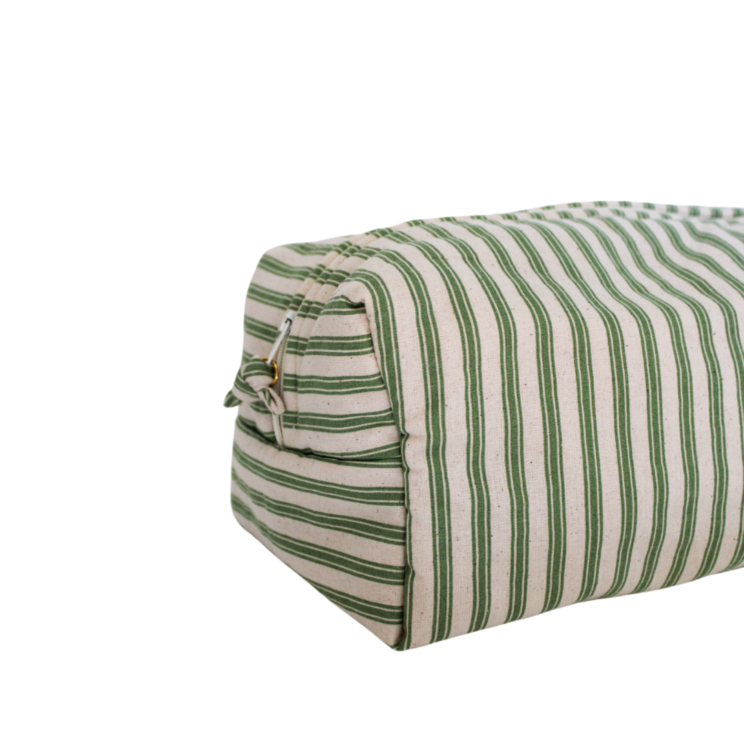Green Stripe Delight Beauty Bag