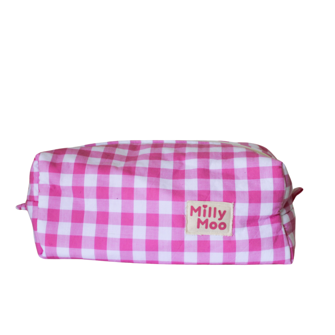 Pink Gingham Beauty Bag