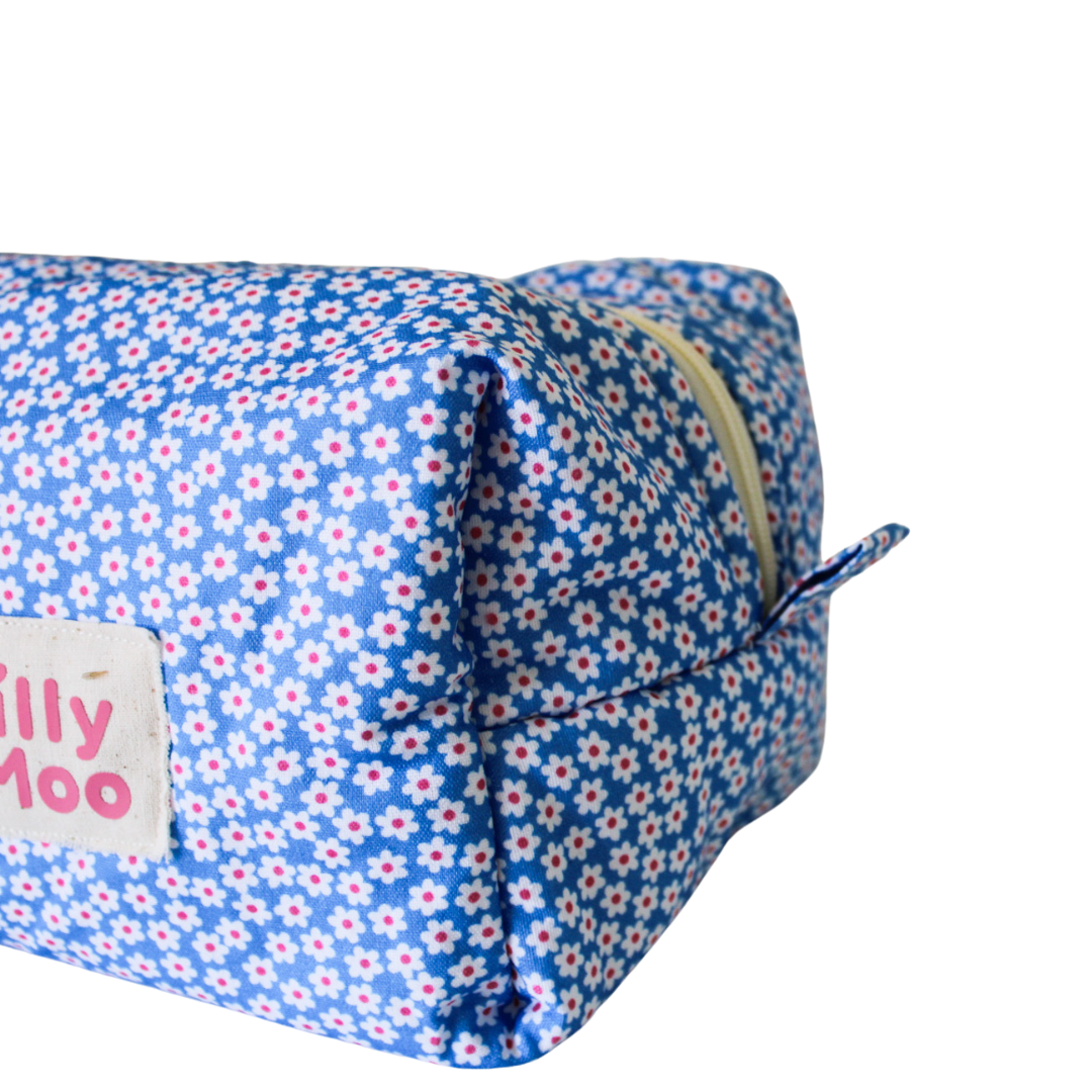 Navy Floral Beauty Bag