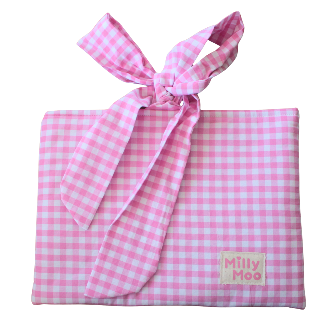 Pink Gingham ipad Tech Bag