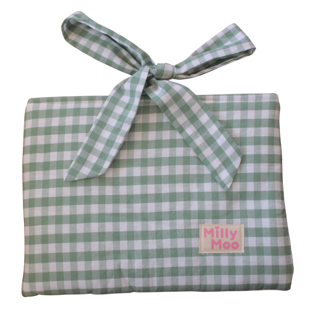 Green Gingham ipad Tech Bag
