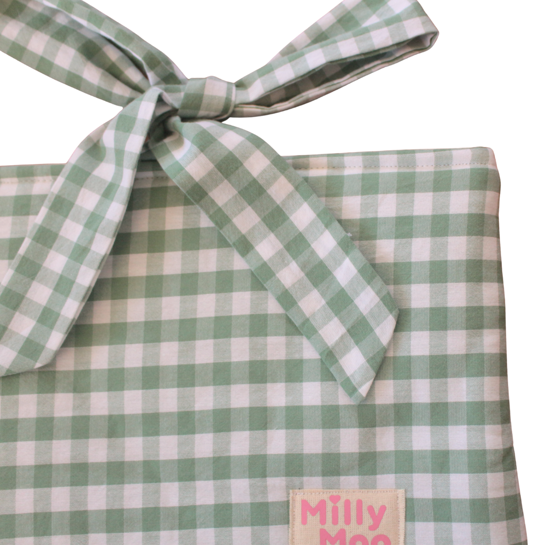 Green Gingham ipad Tech Bag