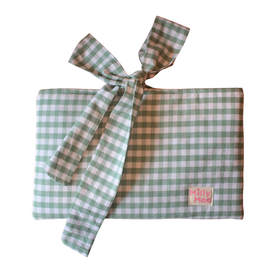 Green Gingham Laptop Tech Bag