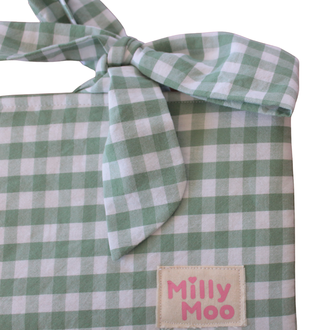 Green Gingham Kindle Tech Bag