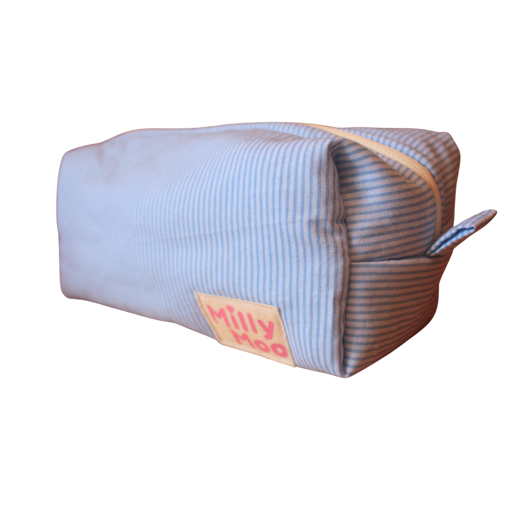 Baby Blue Stripe Mini Beauty Bag
