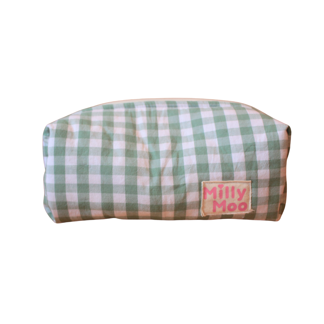 Green Gingham Mini Beauty Bag