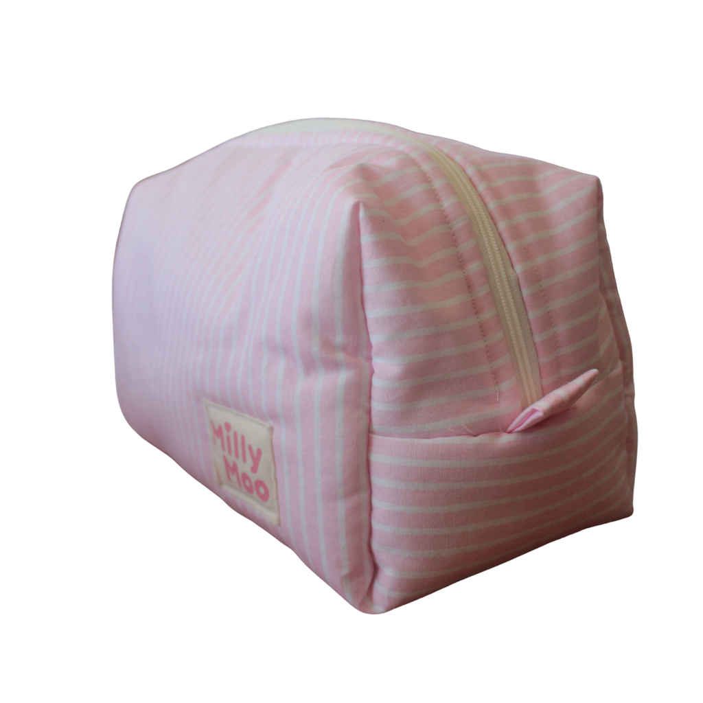 Baby pink Stripe Beauty Bag