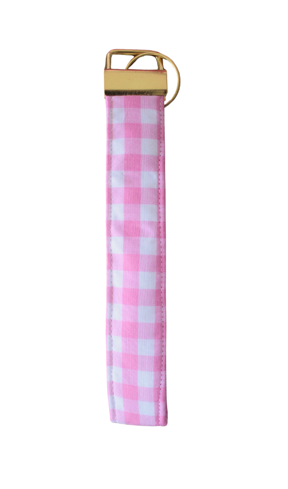 Pink Gingham Keychain Wristlet