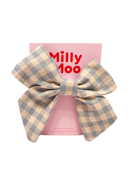 Blue Gingham Bow Small