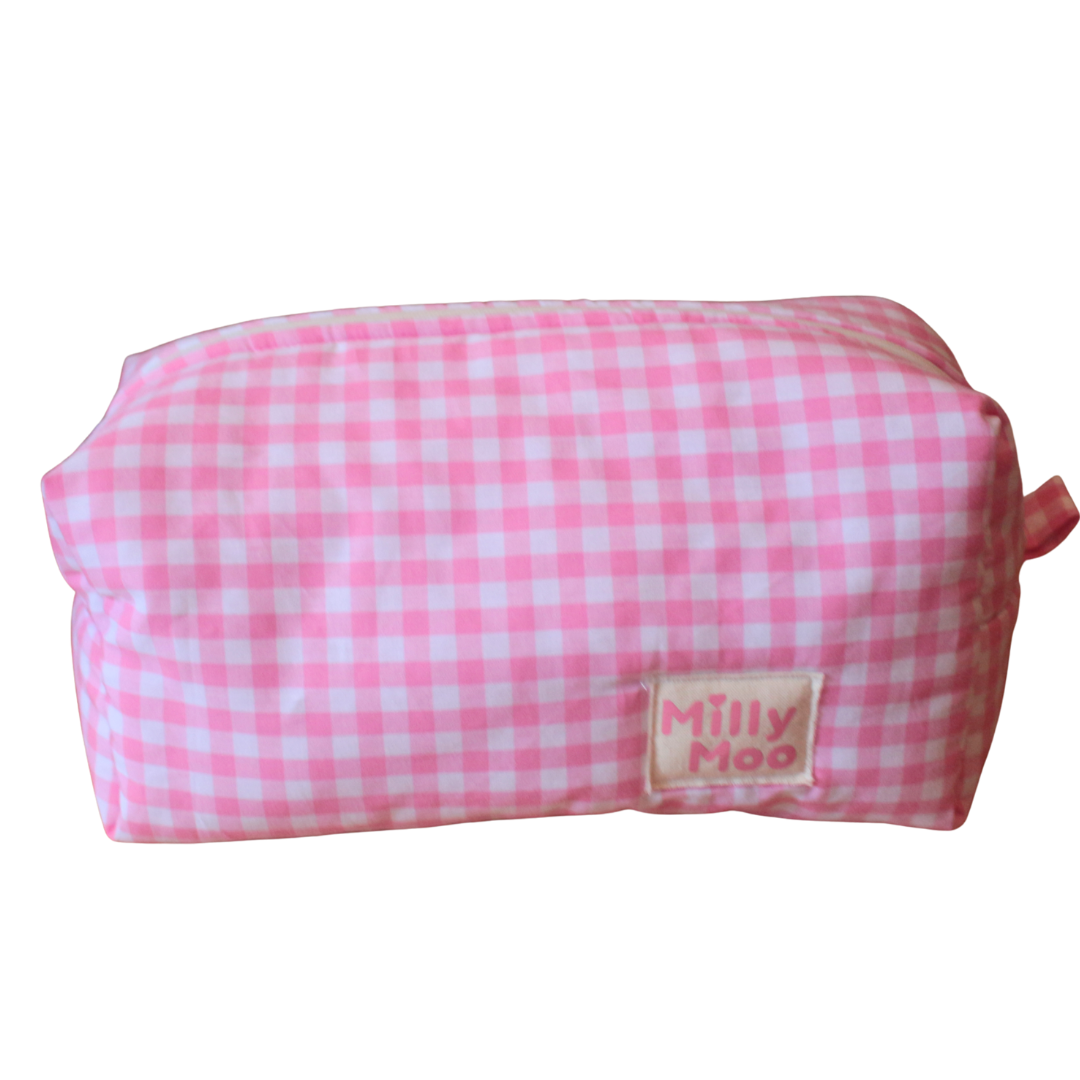 Pink Gingham Beauty Bag