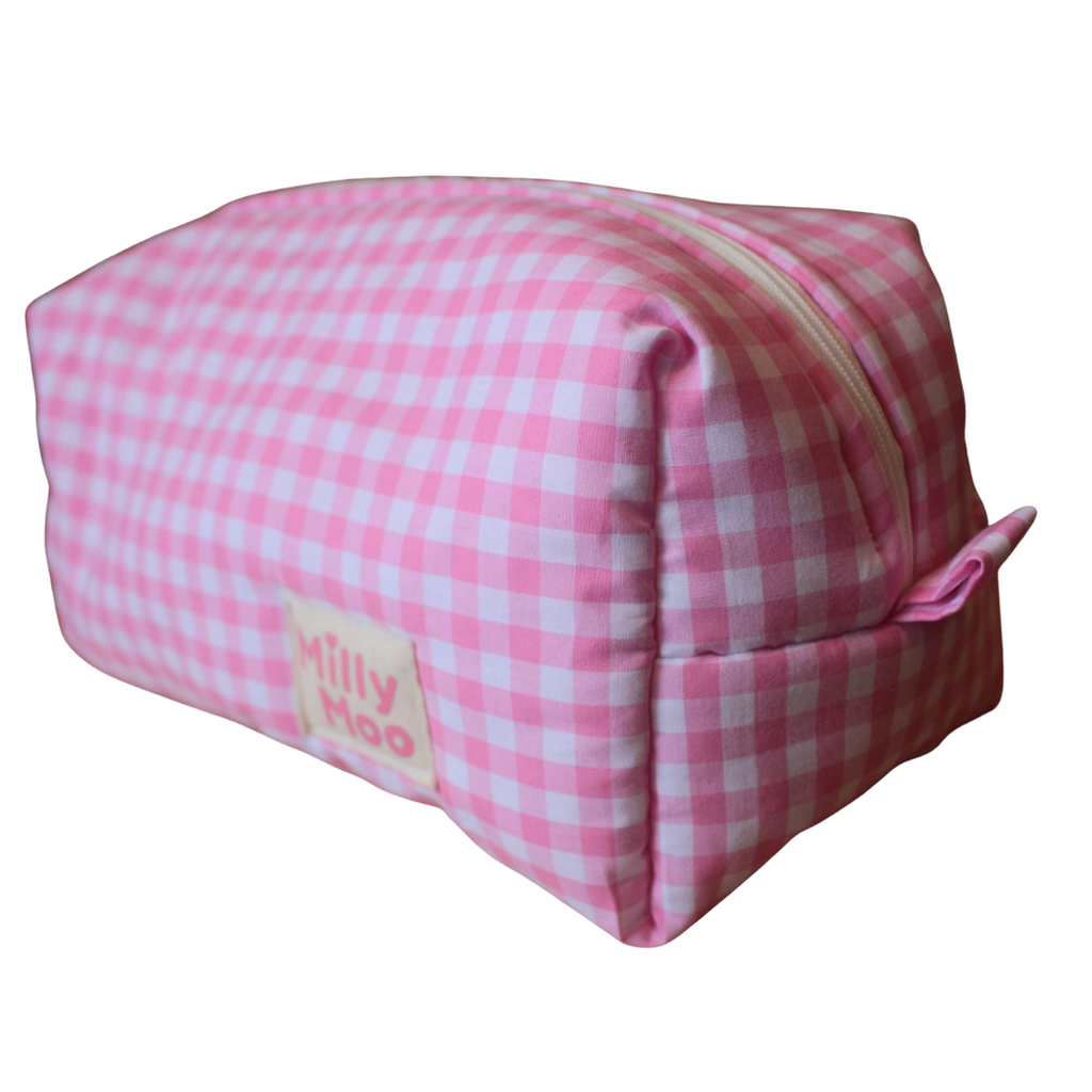 Pink Gingham Beauty Bag
