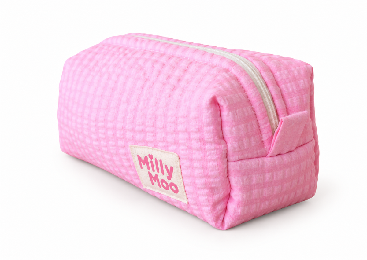 Bright Pink Stripes Mini Beauty Bag