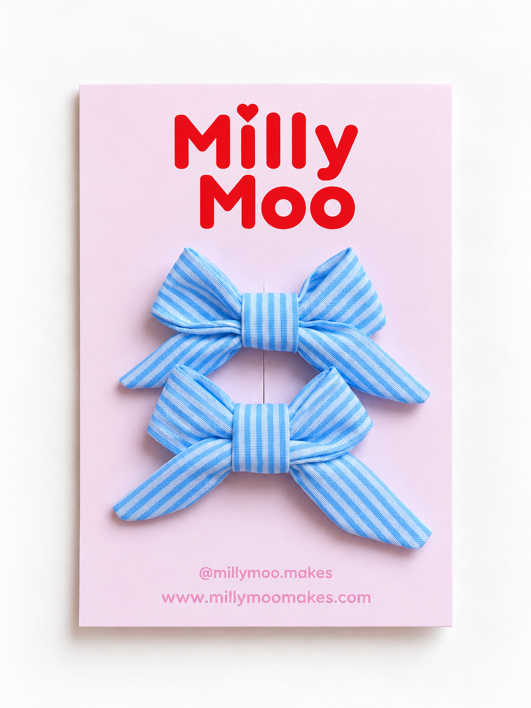 Blue Strips Mini Bow Set