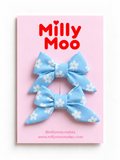Baby Blue Flower Mini Bow Set