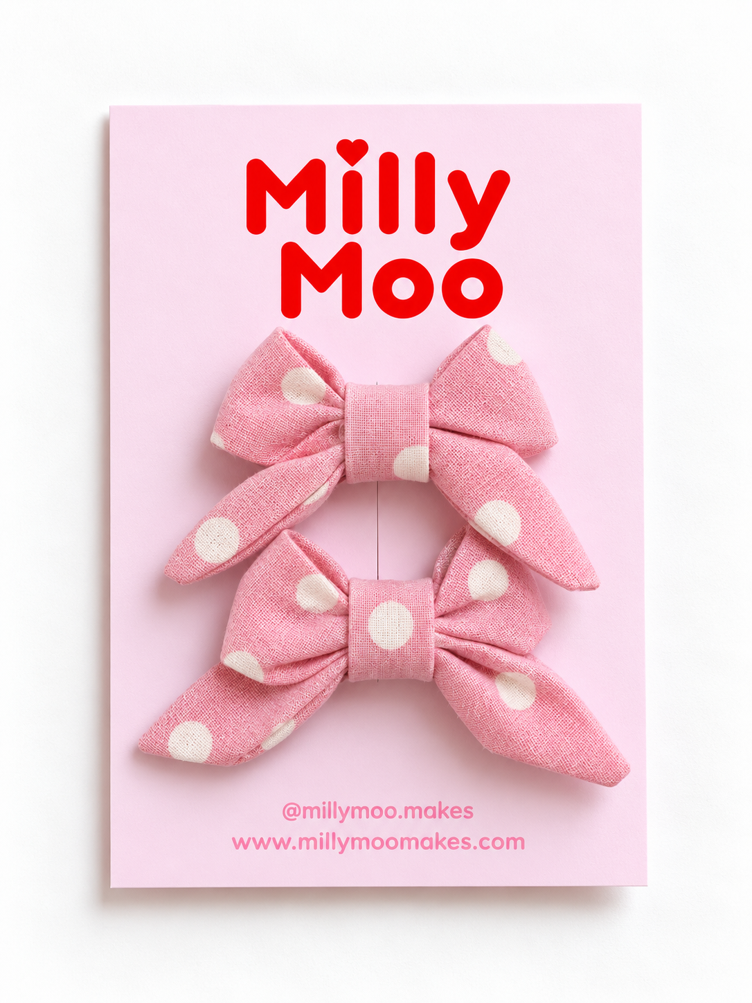 Pink Polka Dot Mini Bow Set