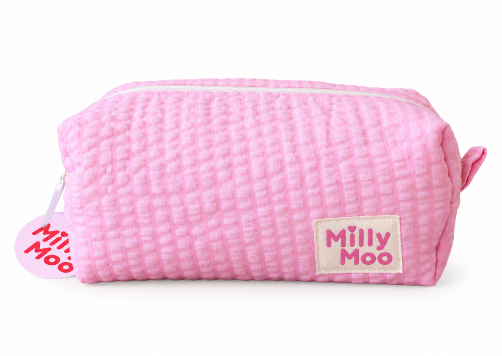 Bright Pink Stripes Mini Beauty Bag