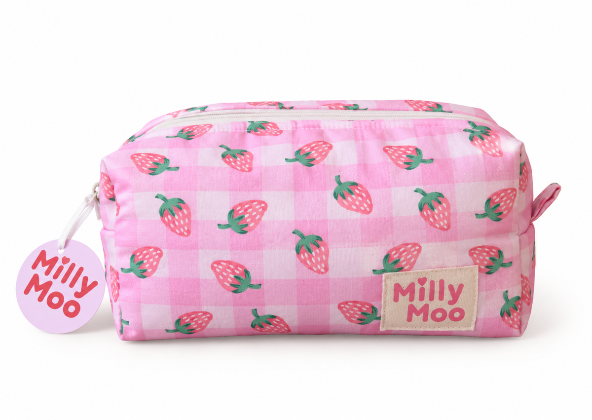 Strawberry Gingham Mini Beauty Bag